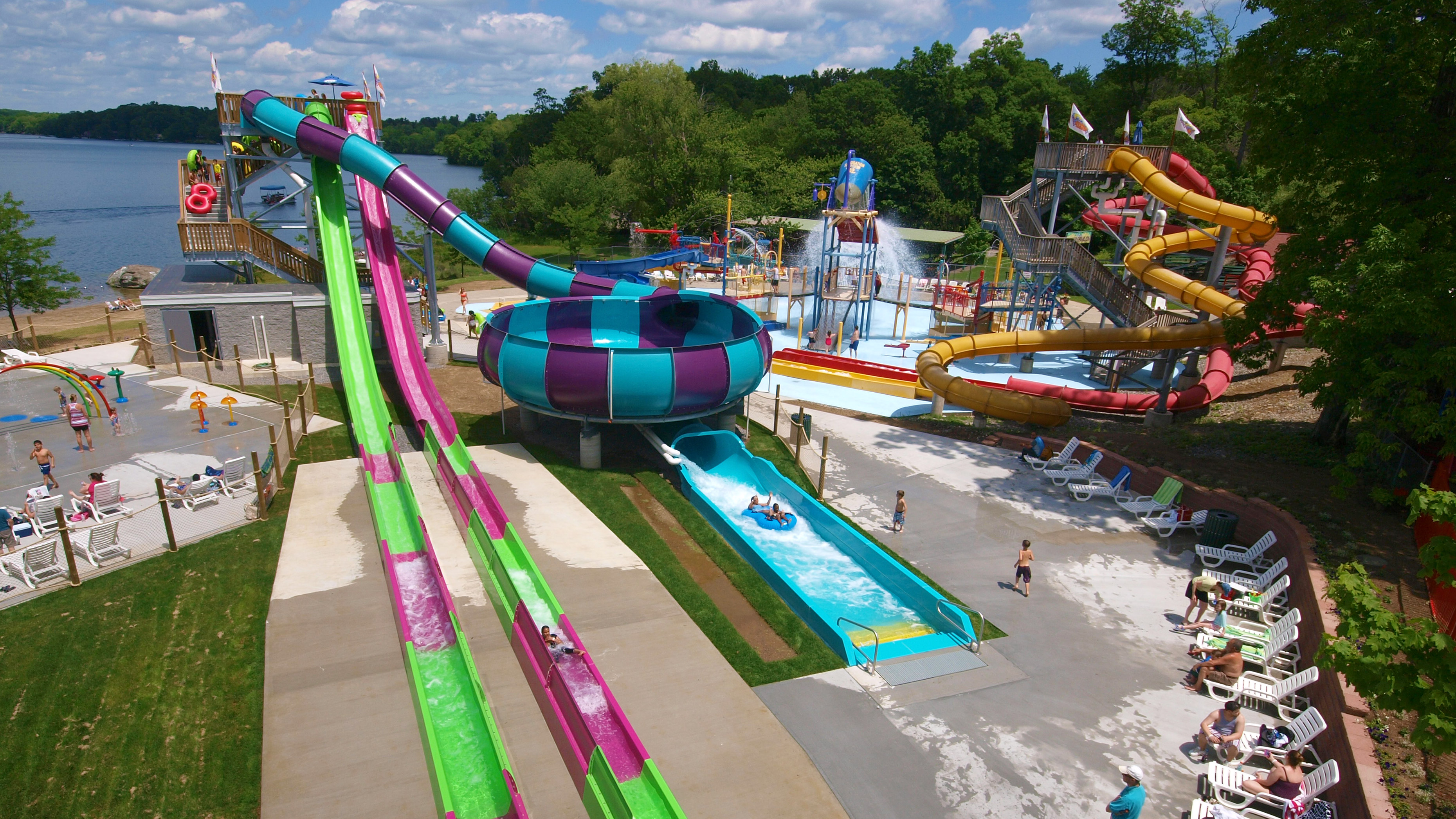 View of Quassy Amusement Park, with Lake Quassapaug in the background