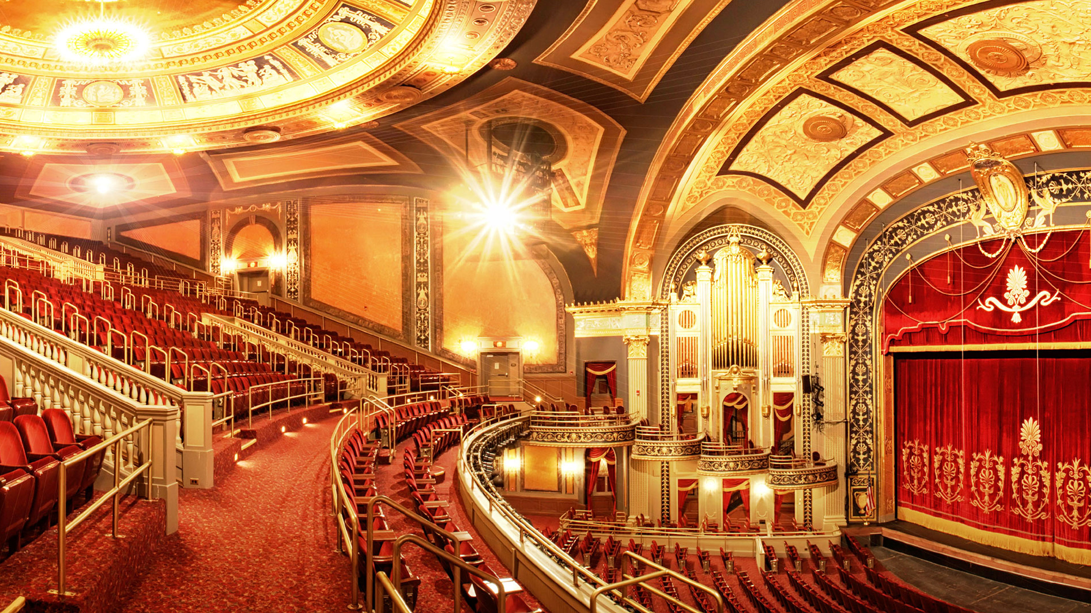 View of the stunning architecture featured inside The Palace Theater in Waterbury CT