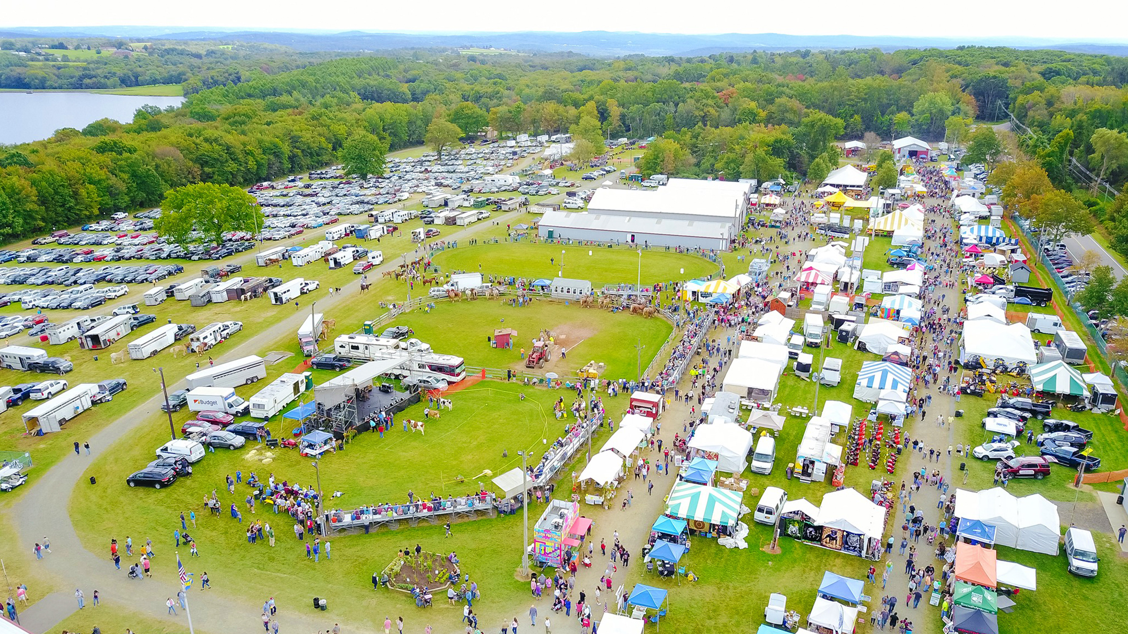 Aerial view of the Bethlehem Fair in Bethlehem, Connecticut