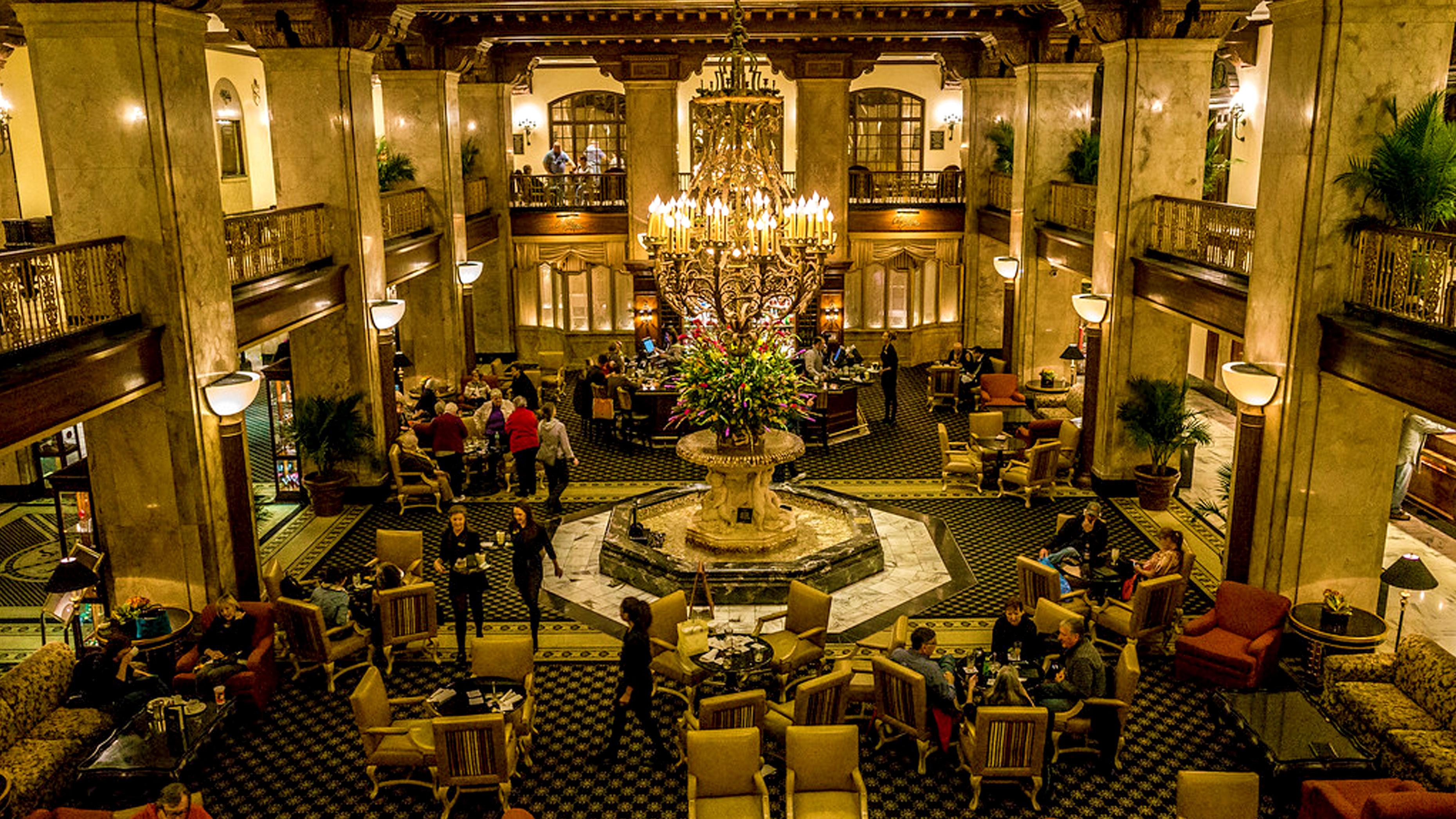 Interior view of architecture of the Peabody Hotel