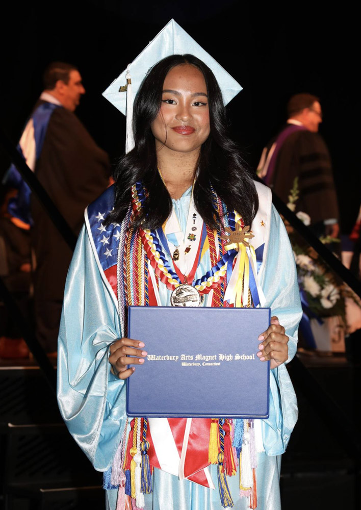 Waterbury Arts Magnet School graduate at commencement ceremonies
