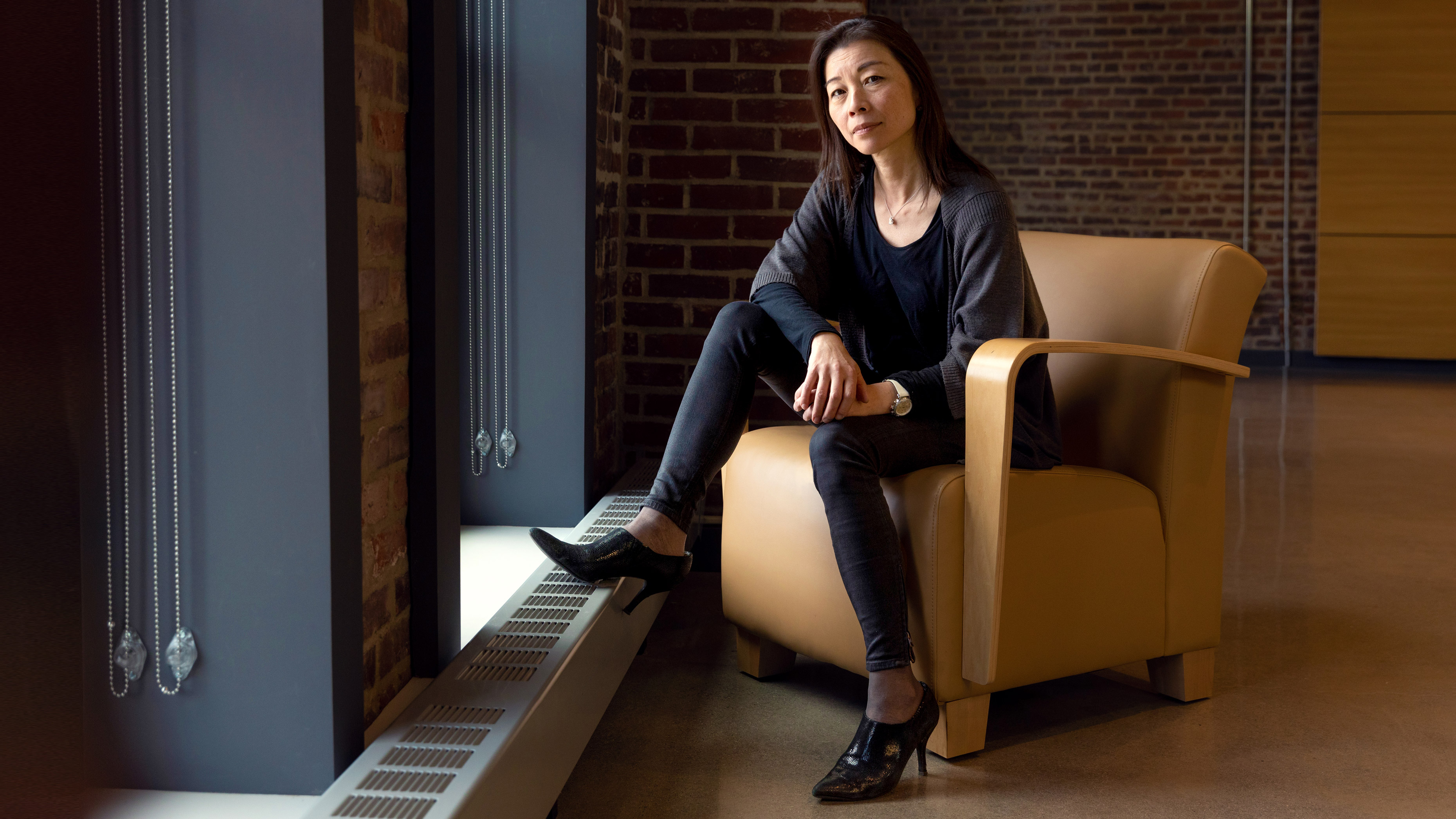 UConn Waterbury Campus Director Fumiko Hoeft inside an academic building