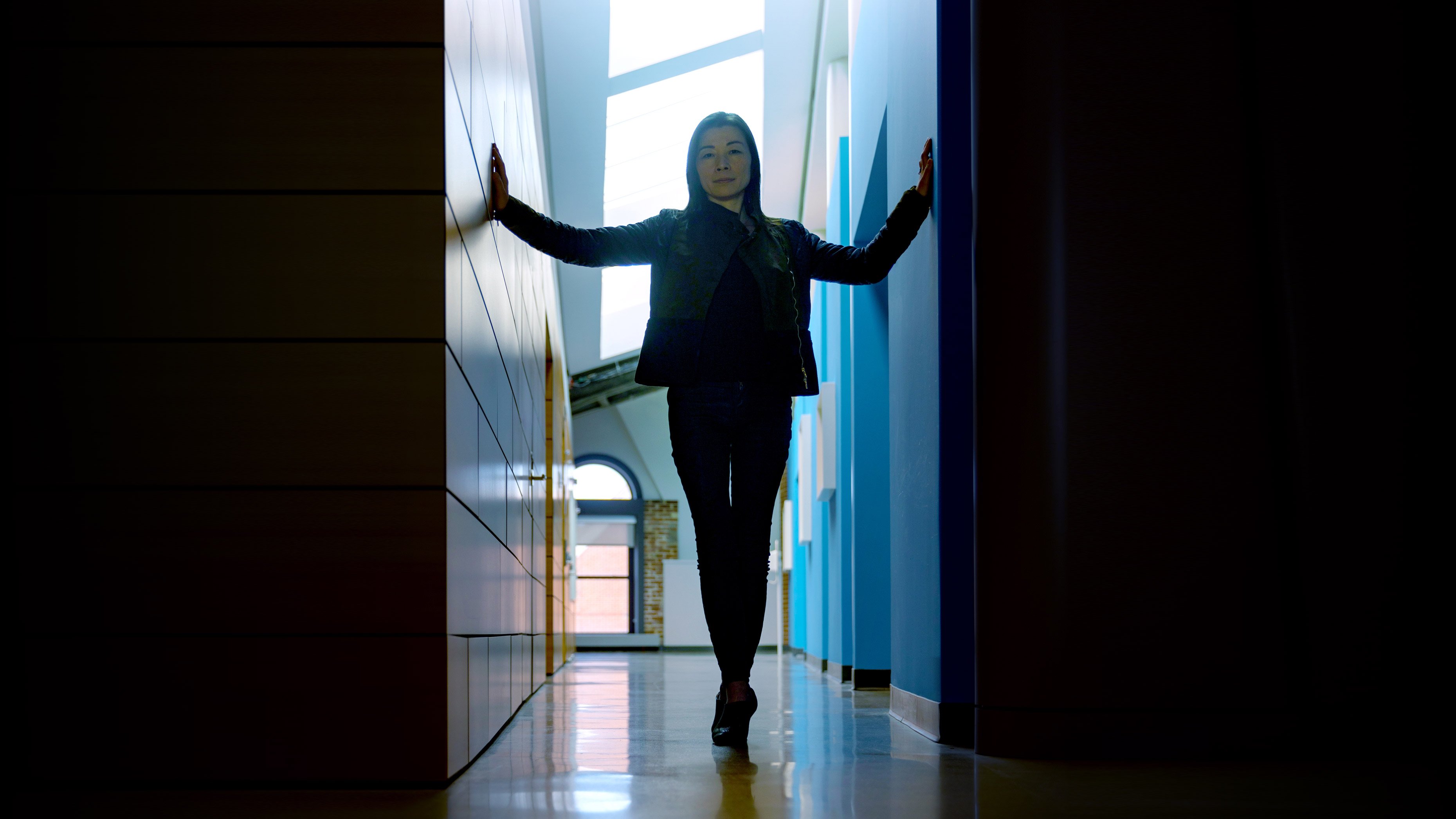 Doctor Fumiko Hoeft in a campus building at UConn Waterbury