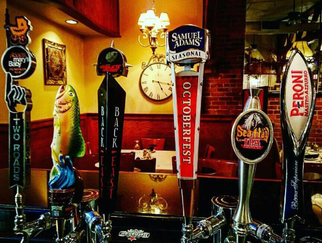 Beer taps at the bar area in Signatures Restaurant, Downtown Waterbury, CT