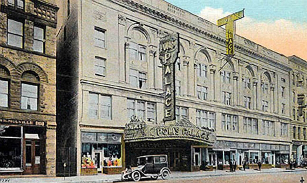 An older photo of the exterior of the historic Palace Theater in Waterbury CT