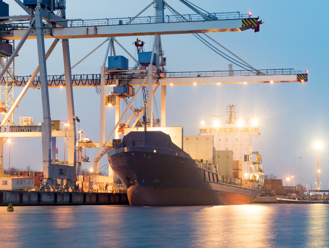 Large ship in the water of a local port