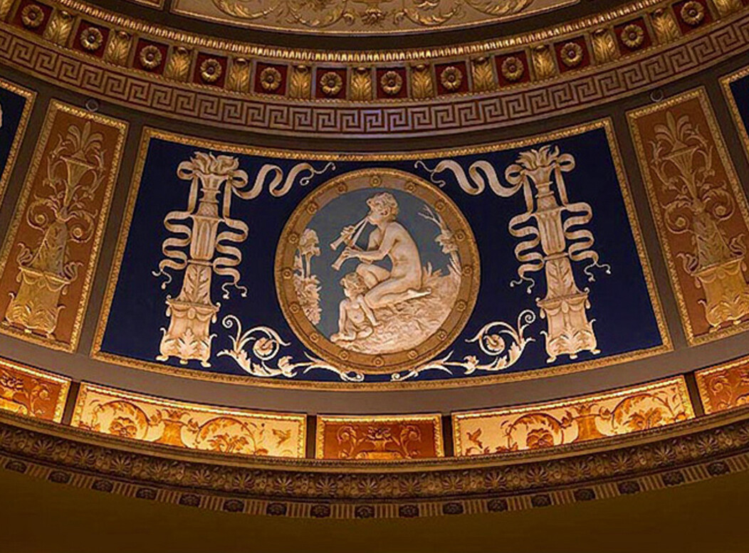 A close up of the elaborate architecture inside The Palace Theater in Waterbury CT