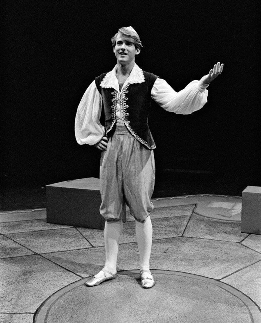 Mattatuck Museum Director Bob Burns performing on stage as a young actor
